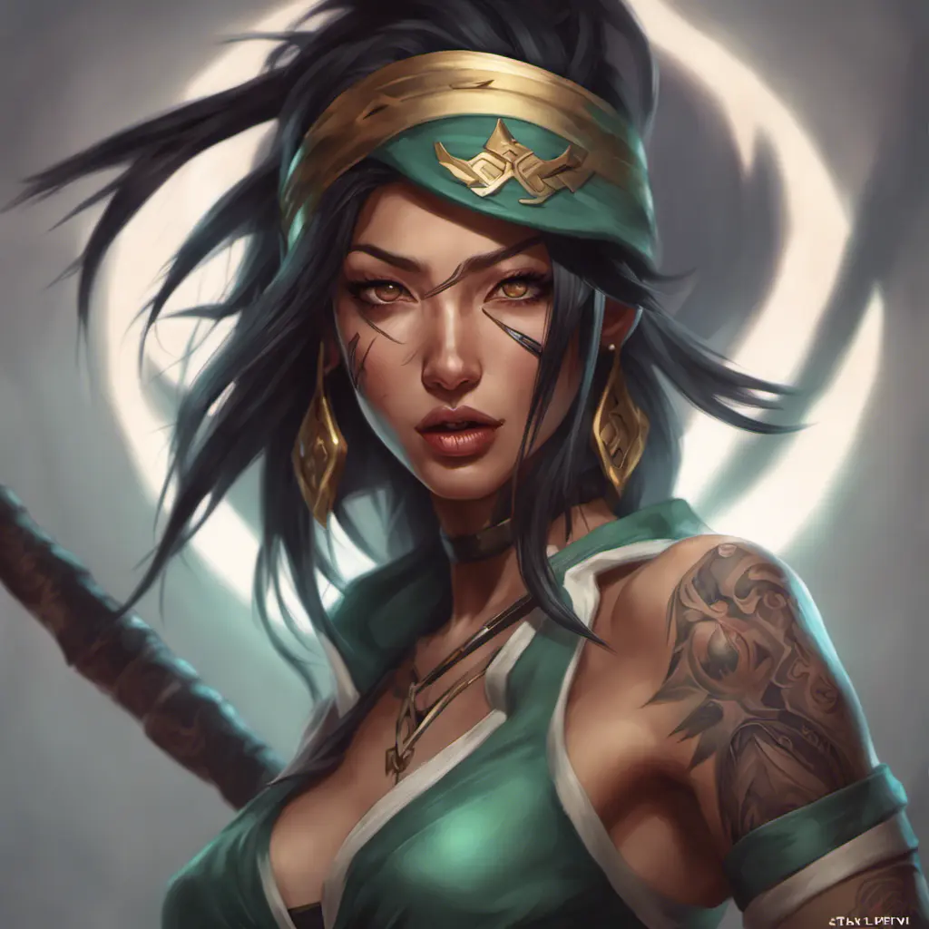 Matte portrait of Akali from League of Legends with tattoos, 8k, Highly Detailed, Powerful, Alluring, Artstation, Magical, Digital Painting, Photo Realistic, Sharp Focus, Volumetric Lighting, Concept Art by Stanley Artgerm Lau, Alphonse Mucha, Greg Rutkowski