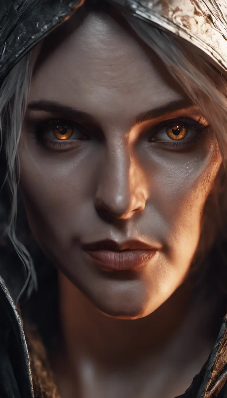 Female rouge assassin in The Witcher 3 Style, 4k, Highly Detailed, Beautiful, Cinematic Lighting, Sharp Focus, Volumetric Lighting, Closeup Portrait, Concept Art