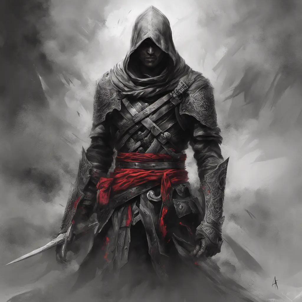 Assassin emerging from the fog of battle, Highly Detailed, Color Splash, Ink Art, Fantasy, Dark by Stanley Artgerm Lau