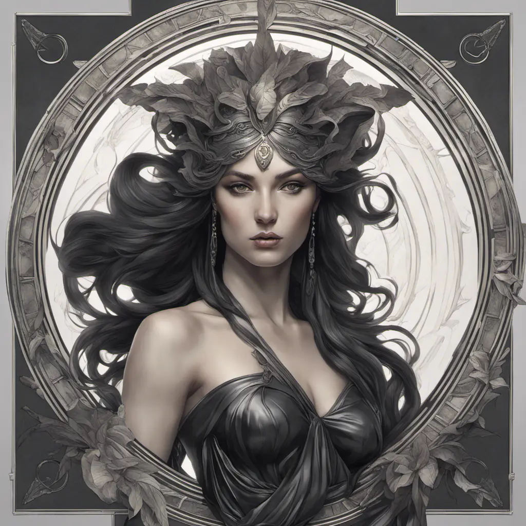 Alluring matte portrait of the beautiful goddess Artemis in black in the style of Stefan Kostic, 8k, Highly Detailed, Intricate, Realistic, Sharp Focus, Volumetric Lighting, Fantasy, Elegant by Stanley Artgerm Lau, Alphonse Mucha, WLOP