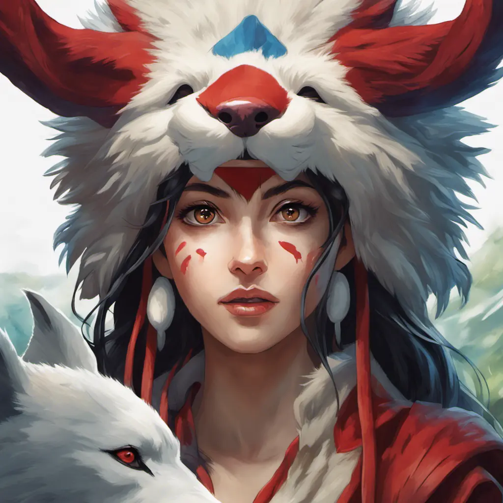 Alluring portrait of princess mononoke, 4k, 4k resolution, 8k, Hyper Detailed, Anime by Stanley Artgerm Lau, Stefan Kostic