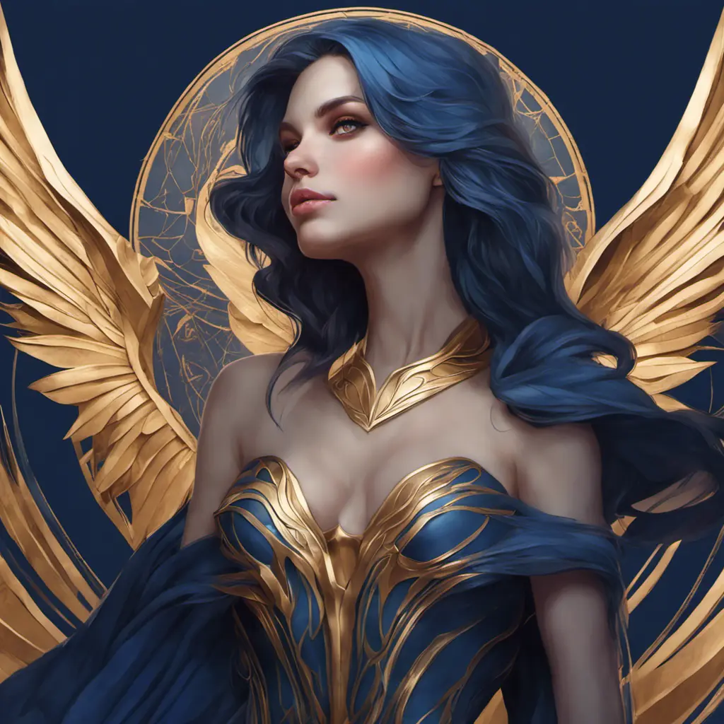 Alluring matte portrait of the beautiful Kayle in dark blue, 8k, Highly Detailed, Intricate, Realistic, Sharp Focus, Volumetric Lighting, Fantasy, Elegant by Stanley Artgerm Lau, Alphonse Mucha, WLOP, Stefan Kostic