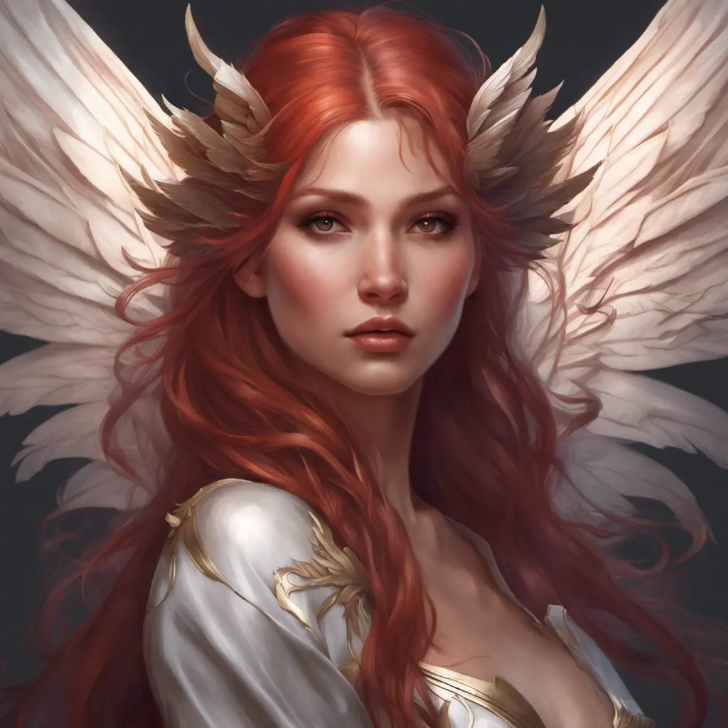 Alluring matte portrait of a beautiful Katarina with wings, 8k, Highly Detailed, Intricate, Half Body, Realistic, Sharp Focus, Volumetric Lighting, Fantasy, Elegant by Stanley Artgerm Lau, Alphonse Mucha, WLOP