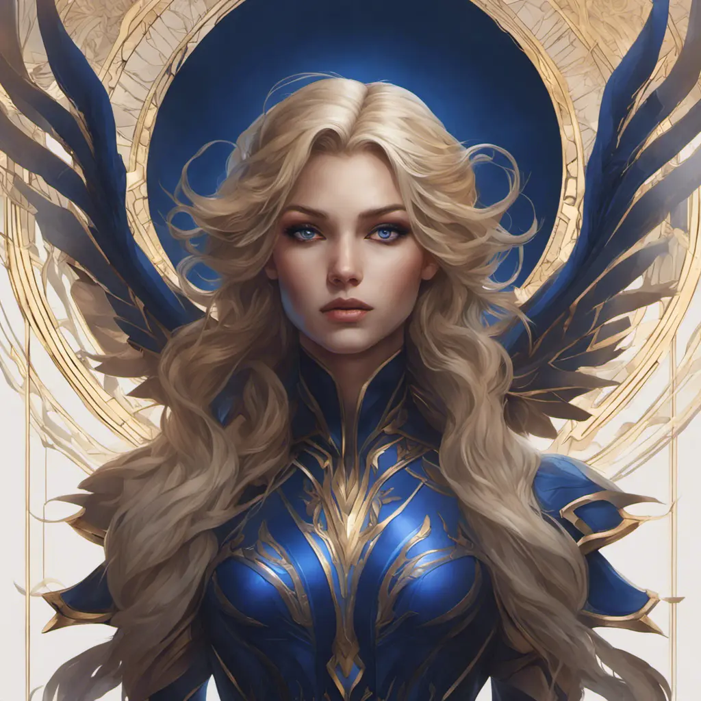 Alluring matte portrait of the beautiful Kayle in dark blue, 8k, Highly Detailed, Intricate, Realistic, Sharp Focus, Volumetric Lighting, Fantasy, Elegant by Stanley Artgerm Lau, Alphonse Mucha, WLOP, Stefan Kostic