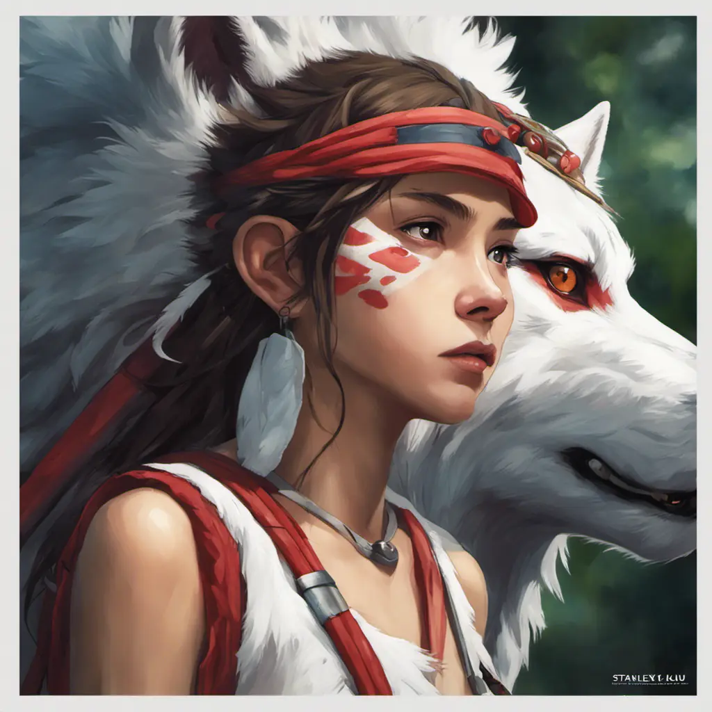 portrait of princess mononoke, 4k, 4k resolution, 8k, Hyper Detailed, Anime by Stanley Artgerm Lau