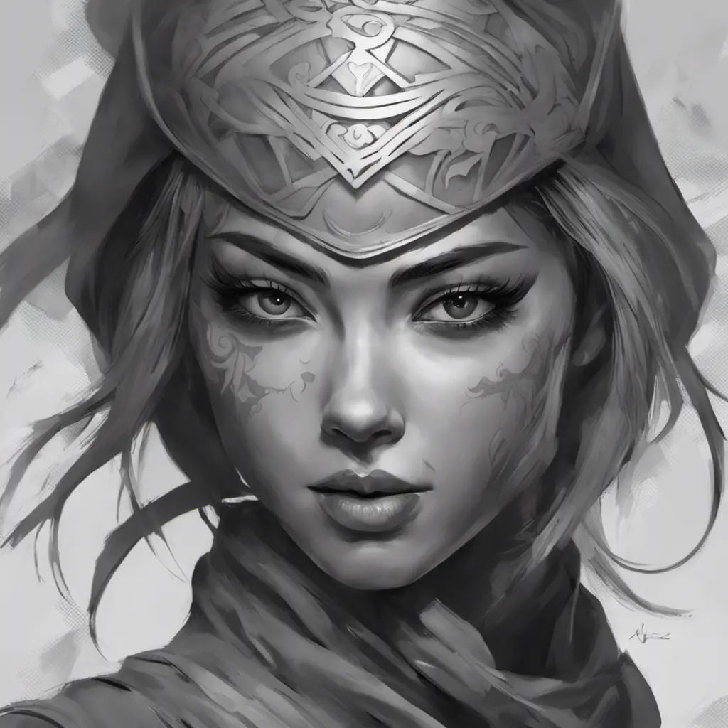 Grayscale matte portrait of a beautiful female ninja with tattoos, 4k, Highly Detailed, Powerful, Alluring, Artstation, Magical, Digital Painting, Photo Realistic, Sharp Focus, Volumetric Lighting, Concept Art by Stanley Artgerm Lau, Alphonse Mucha, Greg Rutkowski