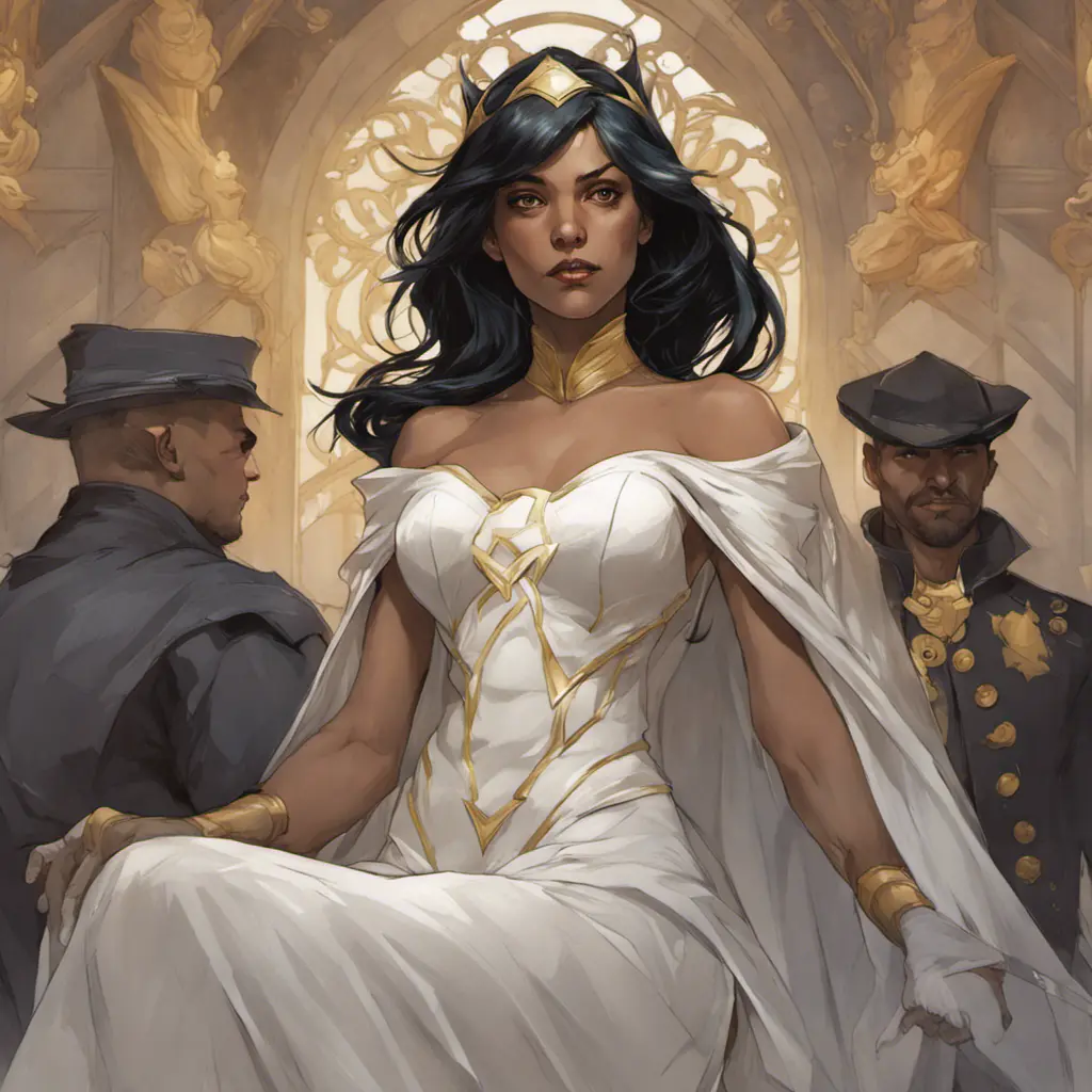 Cassandra cain in a wedding dress, riot entertainment, Realistic, Artgerm, Concept Art, Portrait by Alphonse Mucha, Greg Rutkowski