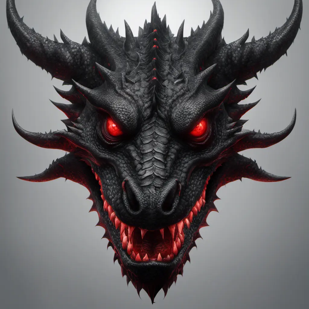 a black dragon with red eyes in 2d, 4k resolution, 8k, HDR, High Definition, High Resolution, Highly Detailed, Hyper Detailed, Ultra Detailed, Closeup of Face, Gothic and Fantasy, Gothic, Horns, Large Eyes, Soft Details, Strong Jaw, Digital Illustration