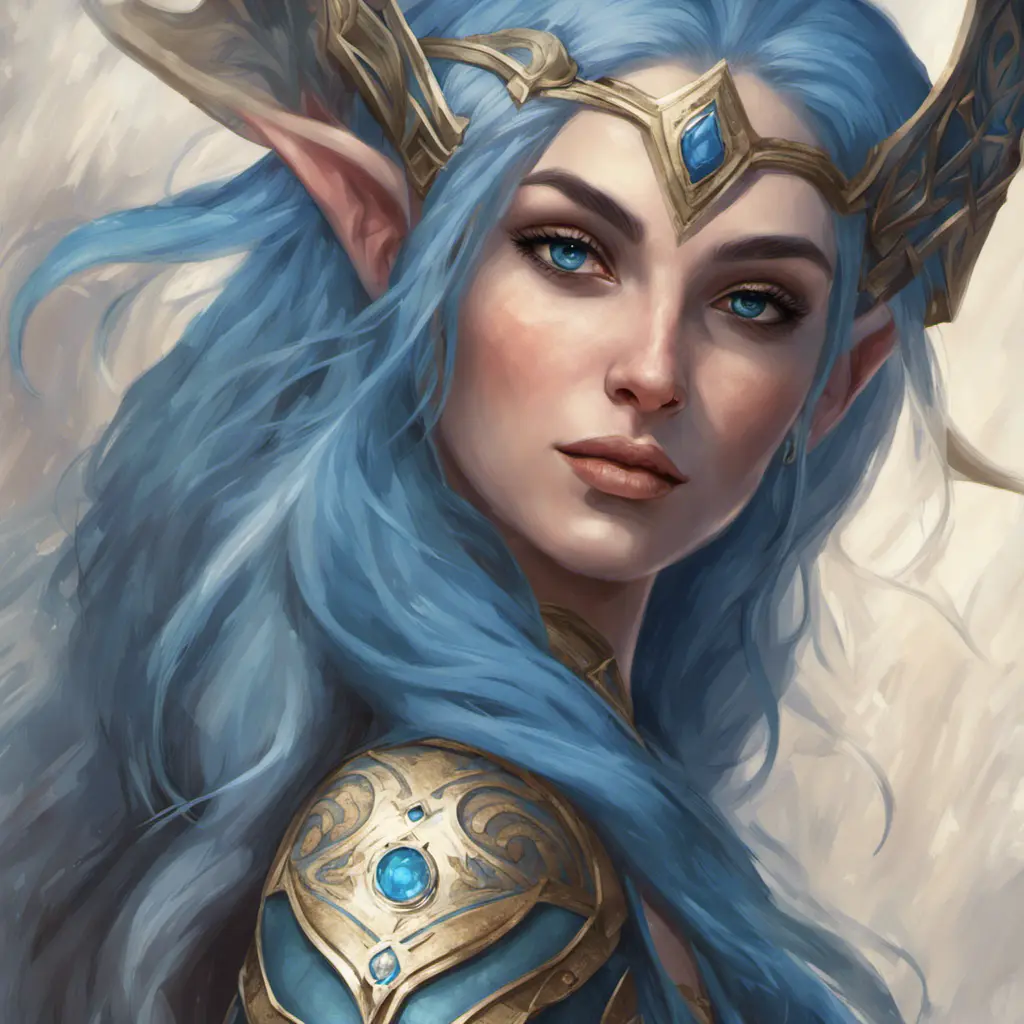 D&D concept art of gorgeous elven woman with blue hair in the style of Stefan Kostic, 8k, High Definition, Highly Detailed, Intricate, Half Body, Realistic, Sharp Focus, Fantasy, Elegant by Luis Ricardo Falero