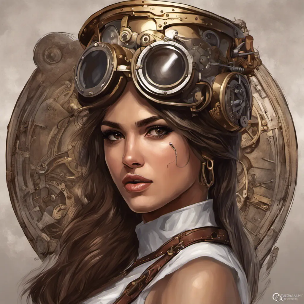 Steampunk portrait of Eiza González, Highly Detailed, Intricate, Artstation, Beautiful, Digital Painting, Sharp Focus, Concept Art, Elegant