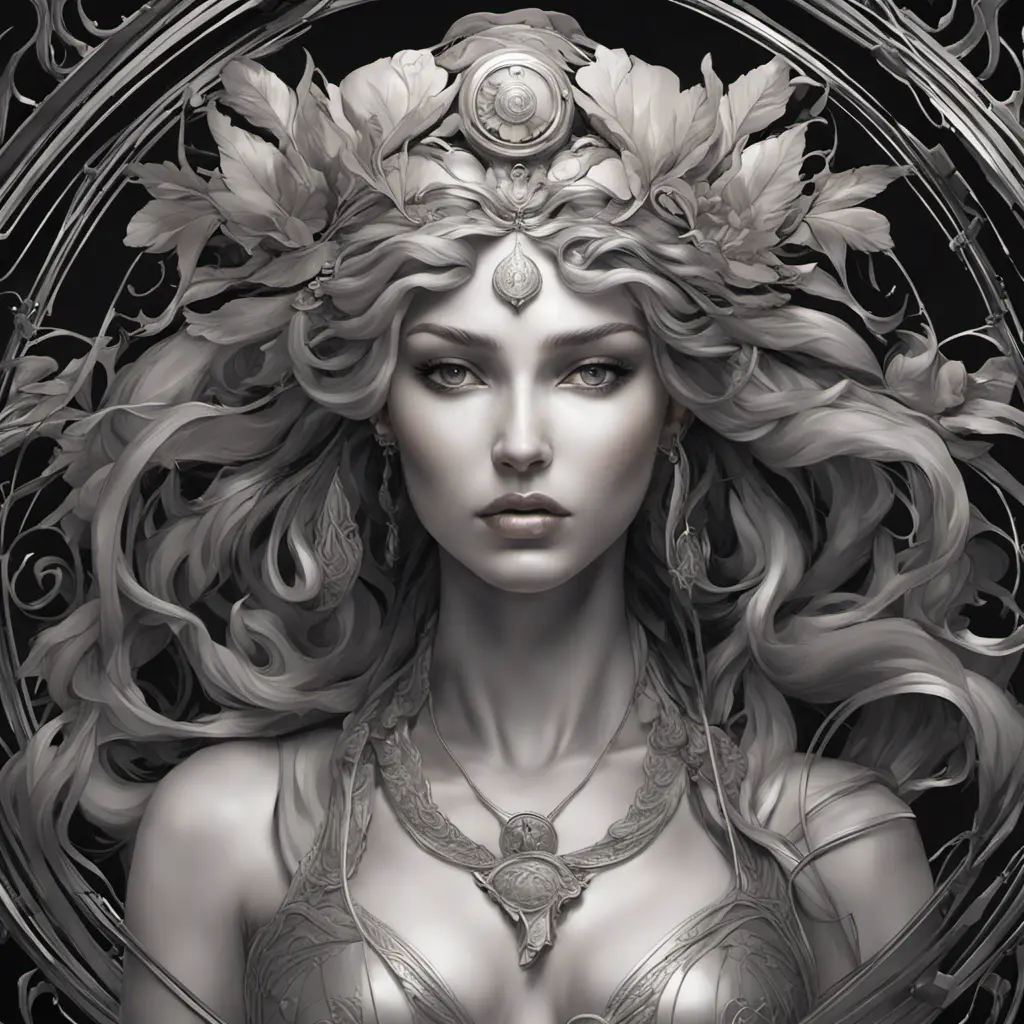 Alluring matte portrait of the beautiful goddess Artemis in black in the style of Stefan Kostic, 8k, Highly Detailed, Intricate, Realistic, Sharp Focus, Volumetric Lighting, Fantasy, Elegant by Stanley Artgerm Lau, Alphonse Mucha, WLOP