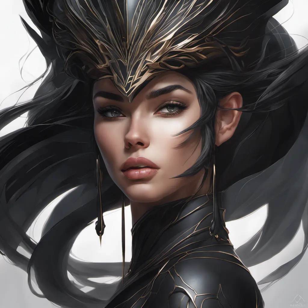 Alluring matte portrait of a fierce beautiful Lyx in black, 8k, Highly Detailed, Intricate, Half Body, Realistic, Sharp Focus, Volumetric Lighting, Fantasy, Elegant by Stanley Artgerm Lau, WLOP, Stefan Kostic