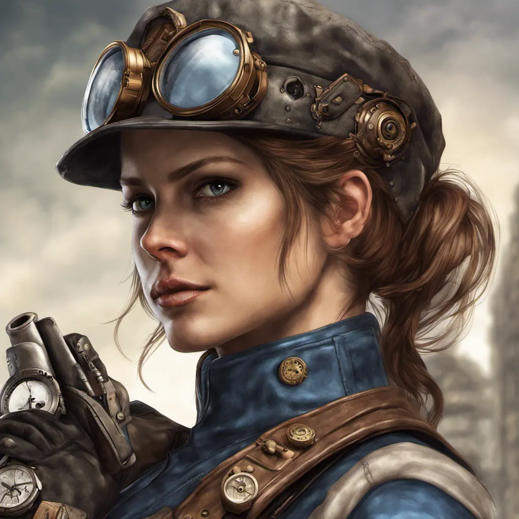 Steampunk portrait of Jill Valentine, Highly Detailed, Intricate, Artstation, Beautiful, Digital Painting, Sharp Focus, Concept Art, Elegant