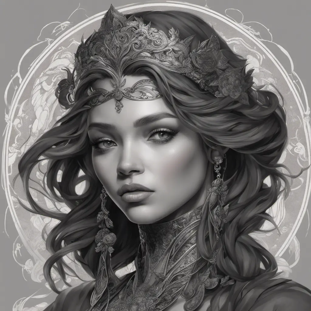 Alluring matte portrait of a beautiful A2 in black, 8k, Highly Detailed, Intricate, Half Body, Realistic, Sharp Focus, Volumetric Lighting, Fantasy, Elegant by Stanley Artgerm Lau, Alphonse Mucha, WLOP, Stefan Kostic