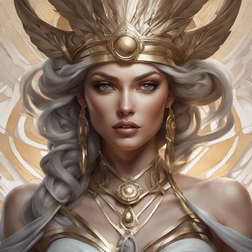 Alluring matte portrait of a fierce goddess Hera in the style of Stefan Kostic, 8k, Highly Detailed, Intricate, Realistic, Sharp Focus, Volumetric Lighting, Fantasy, Elegant by Stanley Artgerm Lau, Alphonse Mucha, WLOP