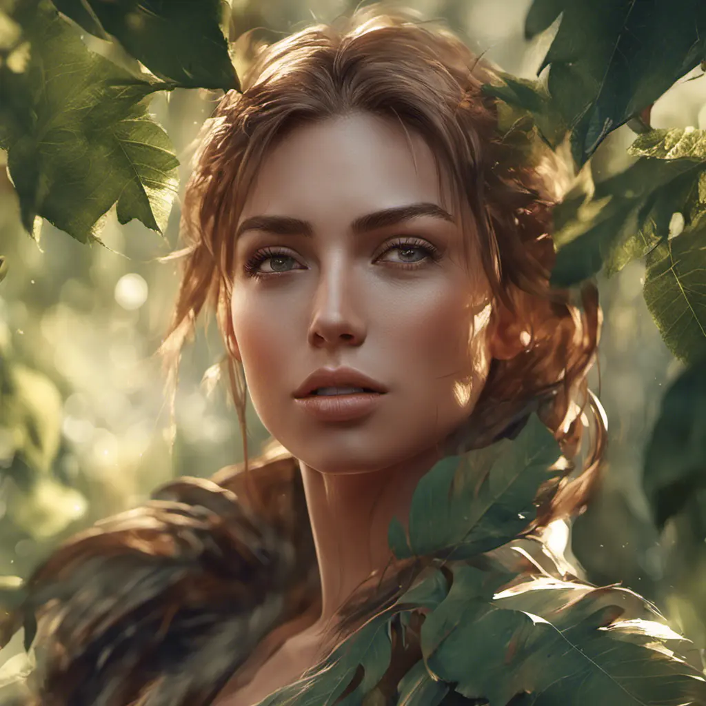 Closeup of a gorgeous female in foliage and the style of stefan kostic, 8k, High Definition, Digital Illustration, Bokeh effect, Photo Realistic, Sharp Focus by WLOP