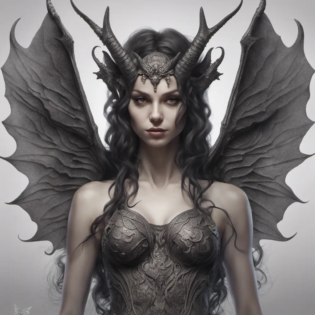 Alluring highly detailed matte portrait of a beautiful winged succubus in the style of Stefan Kostic, 8k, High Definition, Highly Detailed, Intricate, Half Body, Realistic, Sharp Focus, Fantasy, Elegant