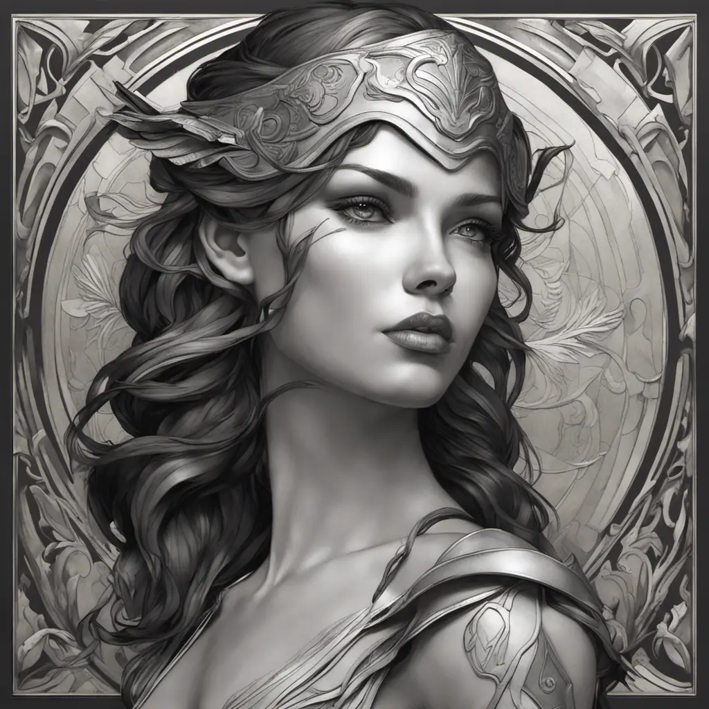 Alluring matte portrait of the beautiful Artemis in black leather, 8k, Highly Detailed, Intricate, Realistic, Sharp Focus, Volumetric Lighting, Fantasy, Elegant by Stanley Artgerm Lau, Alphonse Mucha, WLOP