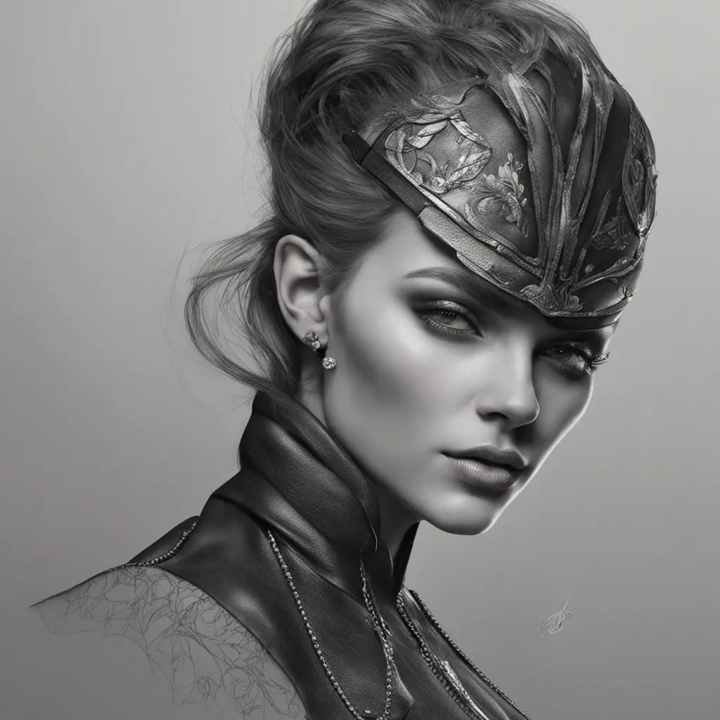 Alluring matte portrait of a beautiful A2 in black leather in the style of Stefan Kostic, 8k, Highly Detailed, Intricate, Half Body, Realistic, Sharp Focus, Volumetric Lighting, Fantasy, Elegant by WLOP