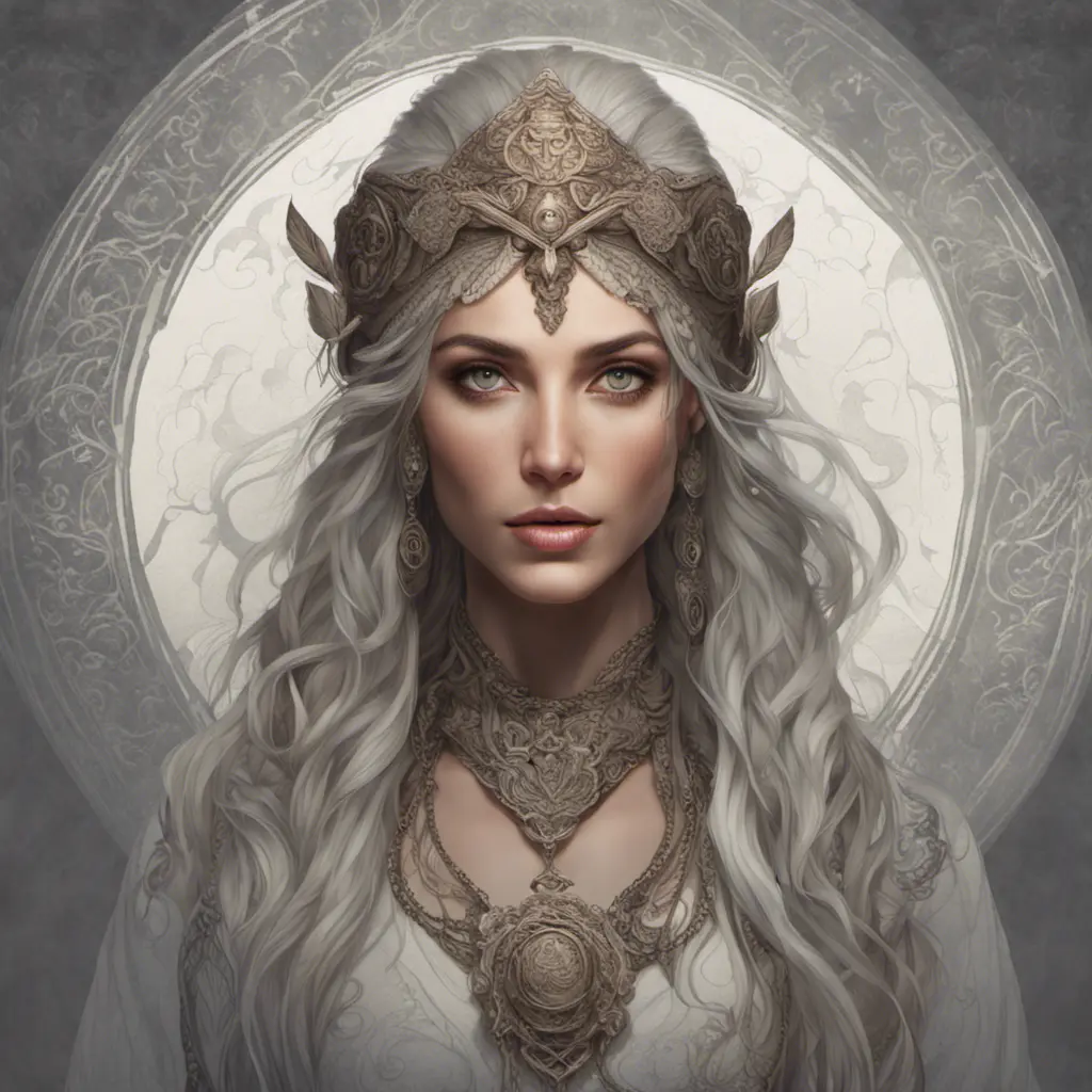 Alluring highly detailed matte portrait of beautiful female druid in the style of Stefan Kostic, 8k, High Definition, Highly Detailed, Intricate, Half Body, Realistic, Sharp Focus, Fantasy, Elegant