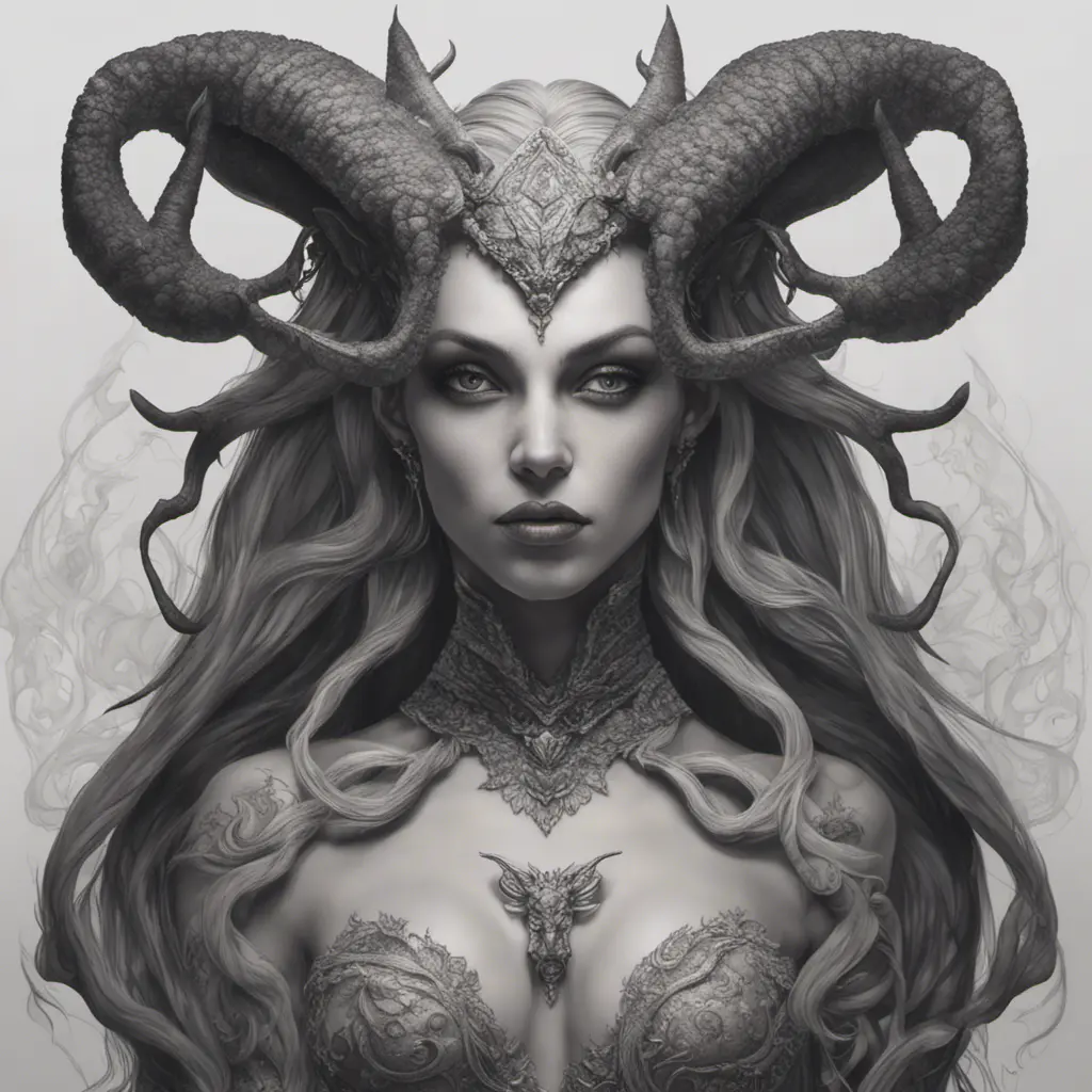 Alluring highly detailed matte portrait of a beautiful succubus in the style of Stefan Kostic, 8k, High Definition, Highly Detailed, Intricate, Half Body, Realistic, Sharp Focus, Fantasy, Elegant