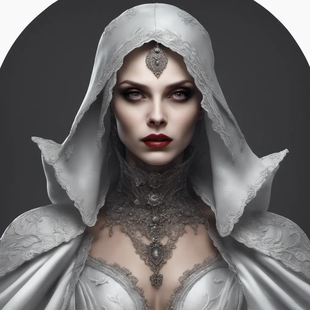 Alluring highly detailed matte portrait of a beautiful caped vampire in the style of Stefan Kostic, 8k, High Definition, Highly Detailed, Intricate, Half Body, Realistic, Sharp Focus, Fantasy, Elegant