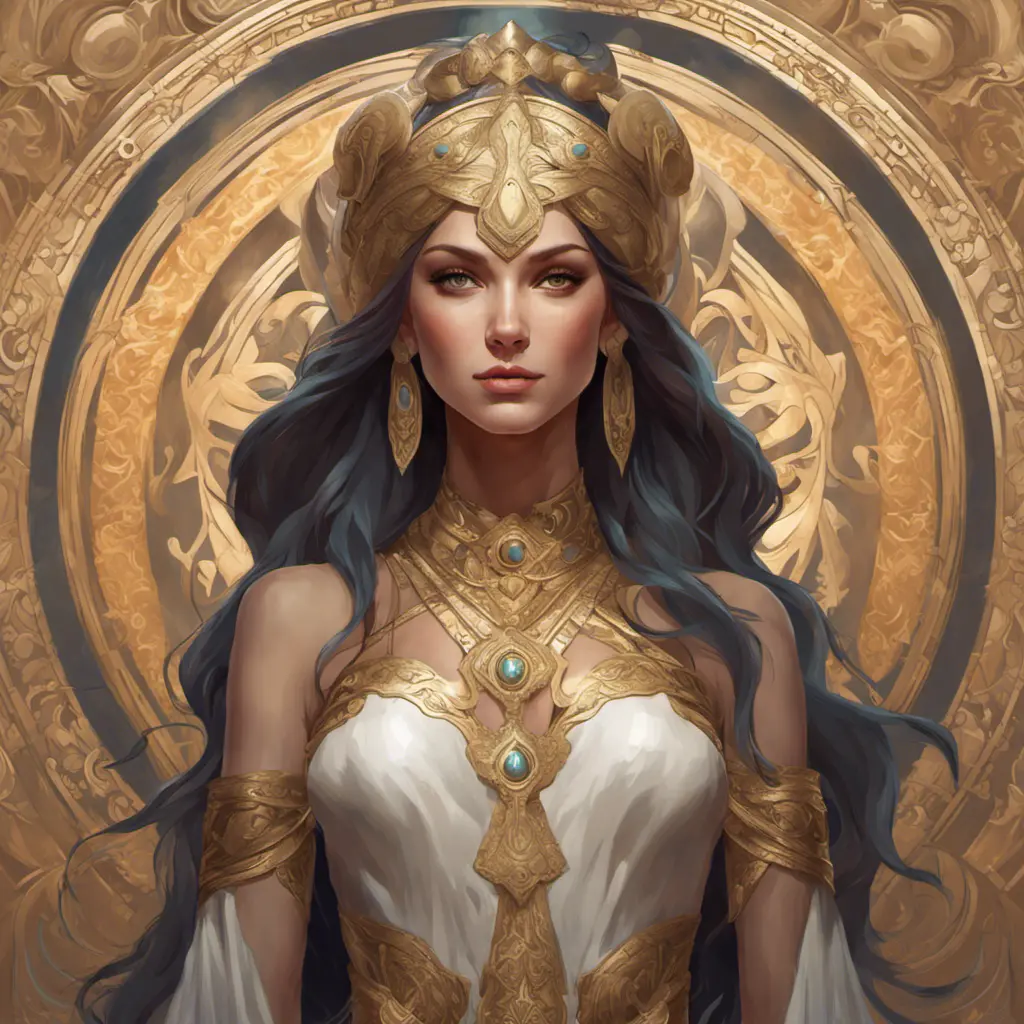 Full body portrait of a beautiful priestess goddess, 8k, Highly Detailed, Intricate, Artstation, Symmetry, Pretty Face, Digital Painting, Illustration, Sharp Focus, Smooth, Concept Art, Elegant by Stanley Artgerm Lau, Alphonse Mucha, Greg Rutkowski