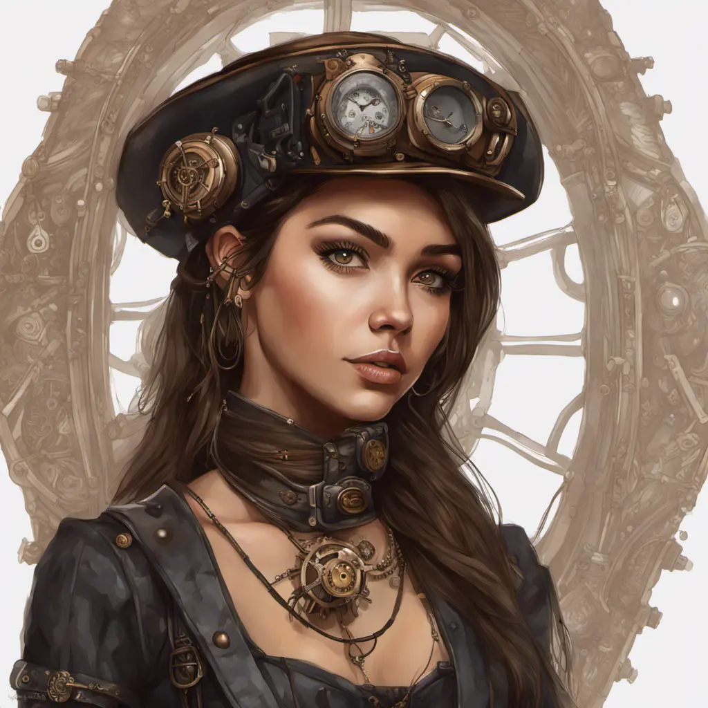 Steampunk portrait of Madison Beer, Highly Detailed, Intricate, Artstation, Beautiful, Digital Painting, Sharp Focus, Concept Art, Elegant