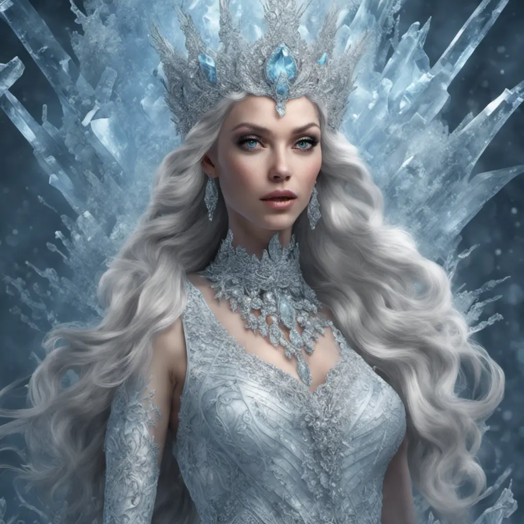 Alluring highly detailed matte portrait of a beautiful ice queen in the style of Stefan Kostic, 8k, High Definition, Highly Detailed, Intricate, Half Body, Realistic, Sharp Focus, Fantasy, Elegant