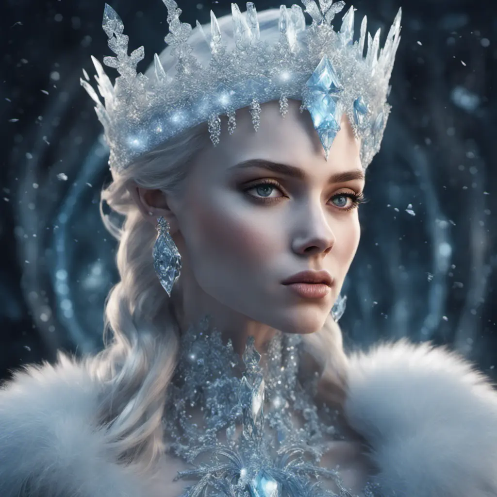 Alluring highly detailed matte portrait of a beautiful ice queen in the style of Stefan Kostic, 8k, High Definition, Highly Detailed, Intricate, Half Body, Realistic, Sharp Focus, Fantasy, Elegant