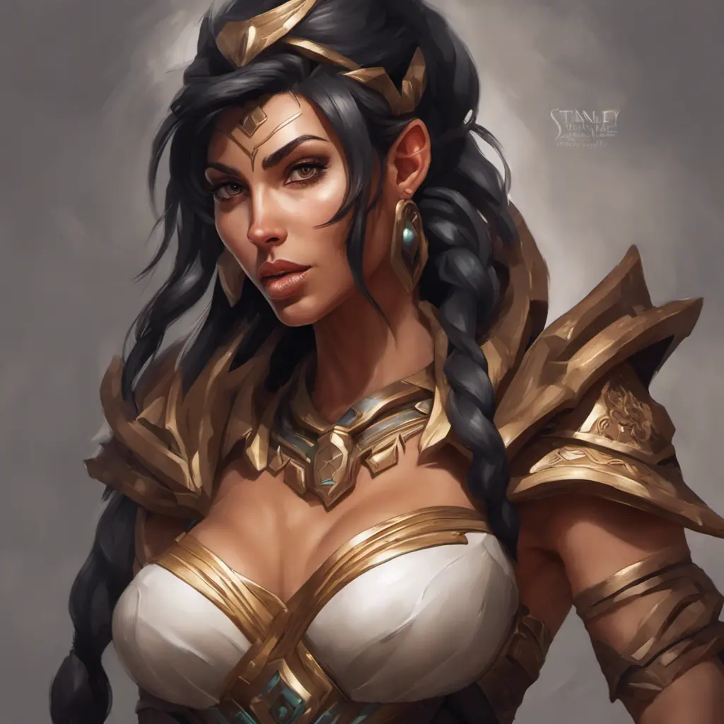 Alluring matte portrait of a beautiful Nidalee in the style of Stefan Kostic, 8k, Highly Detailed, Intricate, Half Body, Realistic, Sharp Focus, Volumetric Lighting, Fantasy, Elegant by Stanley Artgerm Lau, Greg Rutkowski