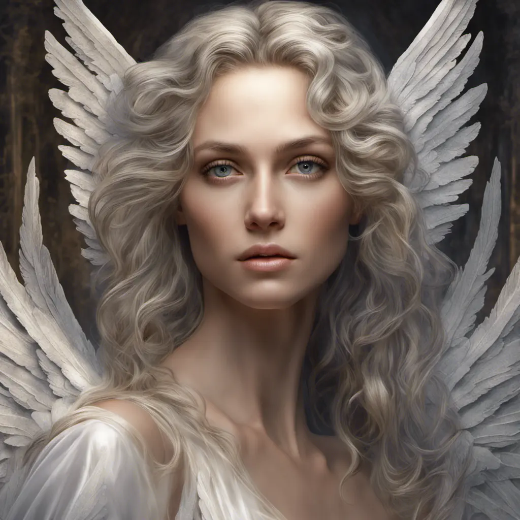 Alluring highly detailed matte portrait of a beautiful angel with shimmering hair in the style of Stefan Kostic, 8k, High Definition, Highly Detailed, Intricate, Half Body, Realistic, Sharp Focus, Fantasy, Elegant