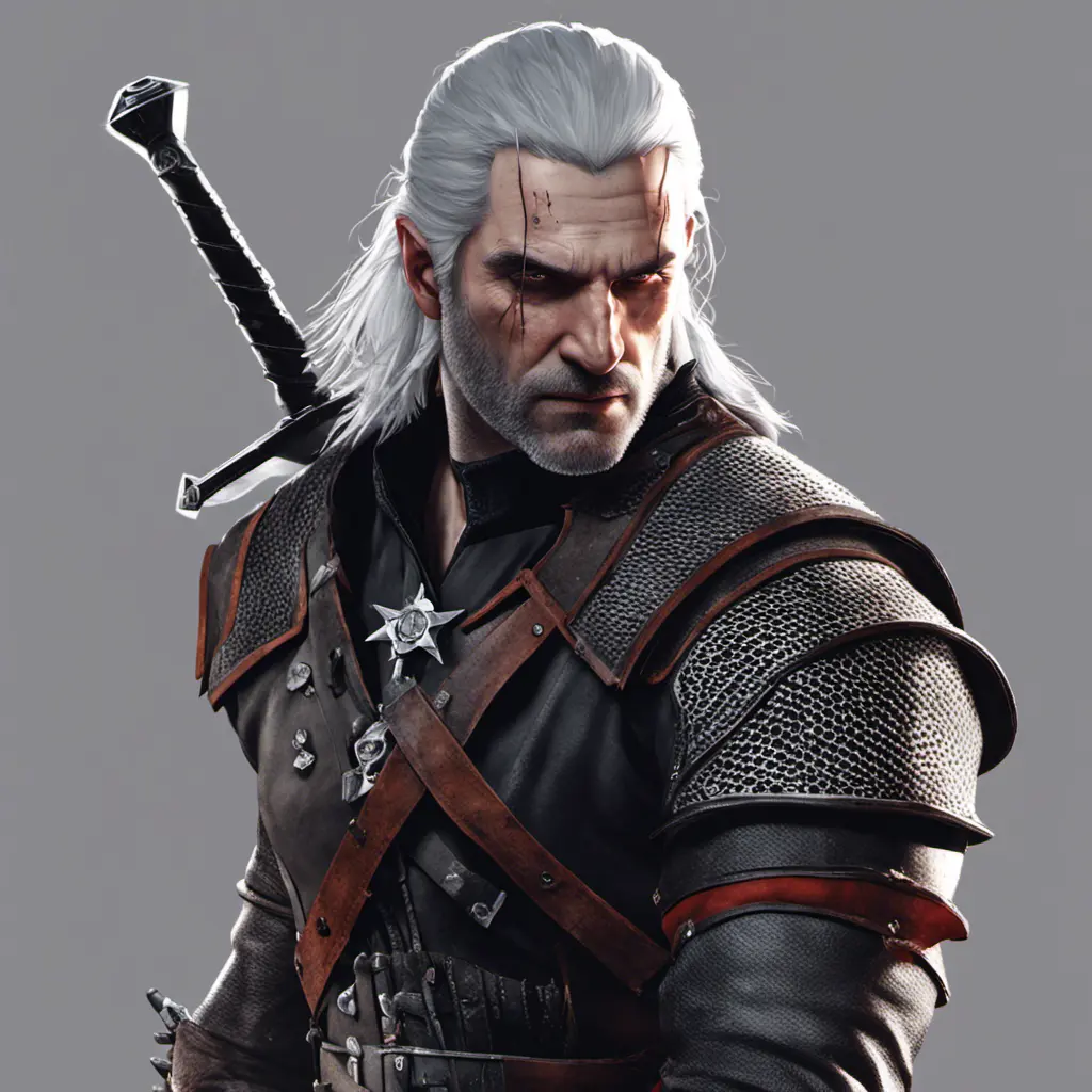 Geralt as a rouge assassin in The Witcher 3 Style, 4k, Highly Detailed, Beautiful, Cinematic Lighting, Sharp Focus, Volumetric Lighting, Closeup Portrait, Concept Art