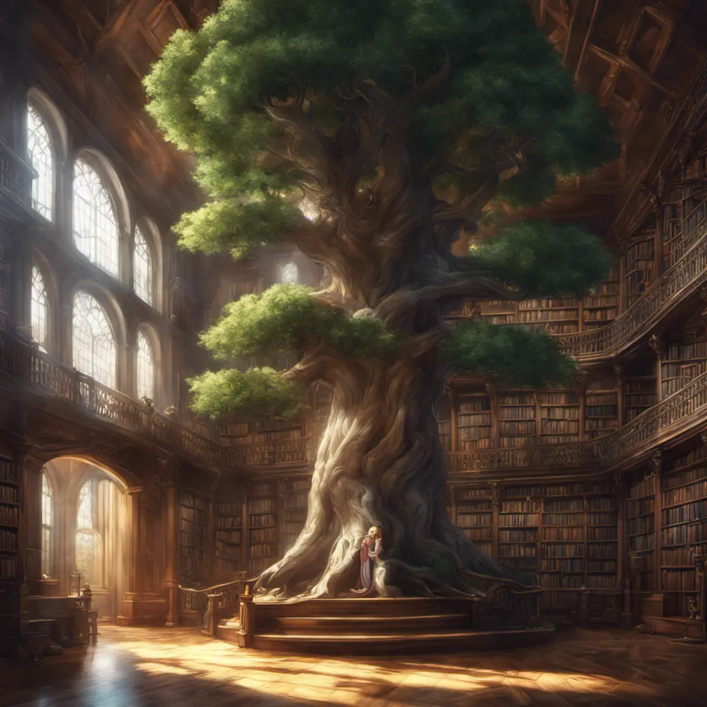 A beautiful giant tree growing in the middle of an ancient victorian library indoors. a door is embedded in the tree, 4k resolution, Hyper Detailed, Pixiv, Trending on Artstation, Vintage Illustration, Hearthstone, Unreal Engine, Volumetric Lighting, Concept Art, Digital Art, Fantasy by Stanley Artgerm Lau, Angela Barrett, WLOP