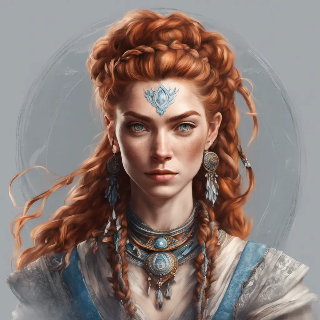 Alluring highly detailed matte portrait of a beautiful Aloy with shimmering hair in the style of Stefan Kostic, 8k, High Definition, Highly Detailed, Intricate, Half Body, Realistic, Sharp Focus, Fantasy, Elegant