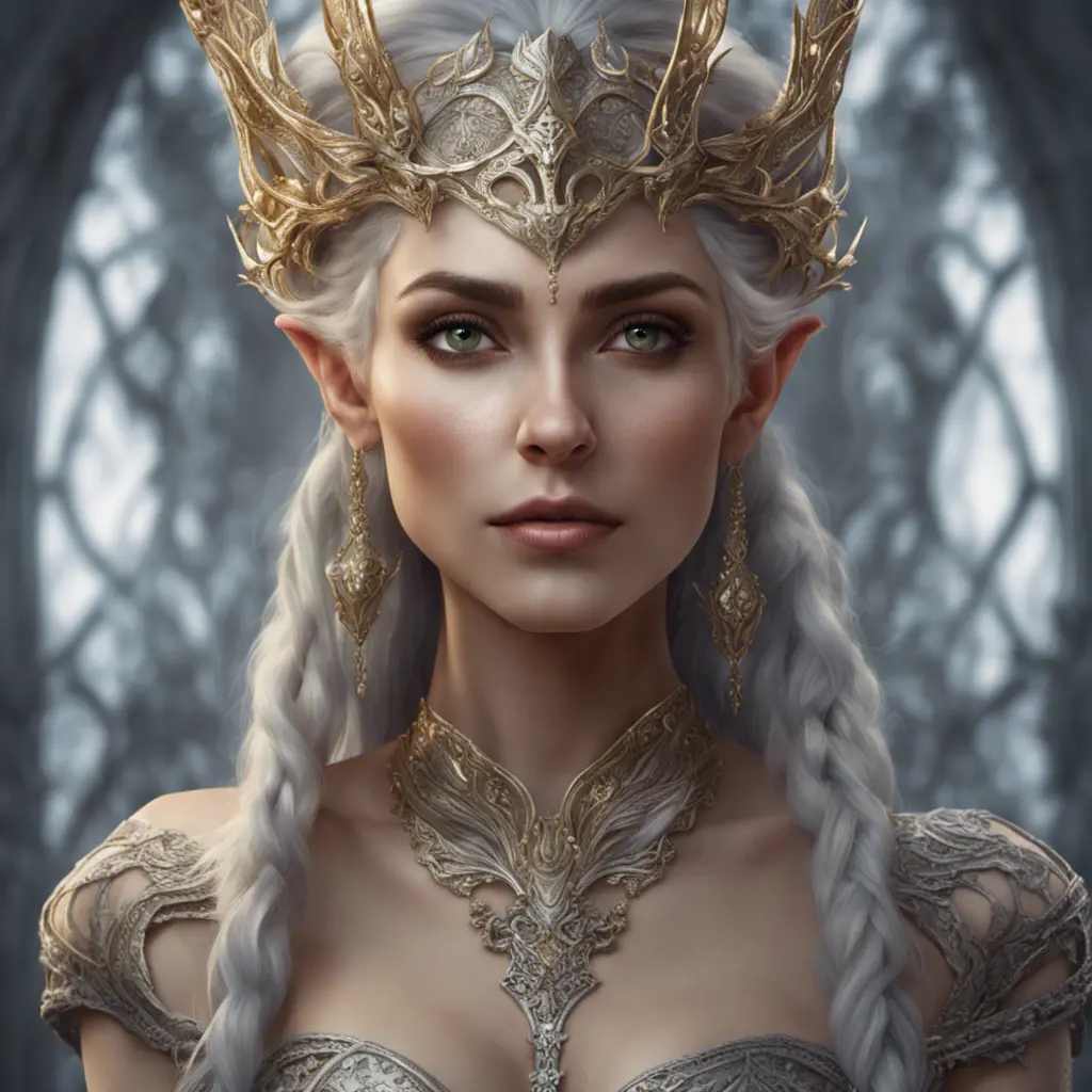 Alluring highly detailed matte portrait of a beautiful elf queen in the style of Stefan Kostic, 8k, High Definition, Highly Detailed, Intricate, Half Body, Realistic, Sharp Focus, Fantasy, Elegant