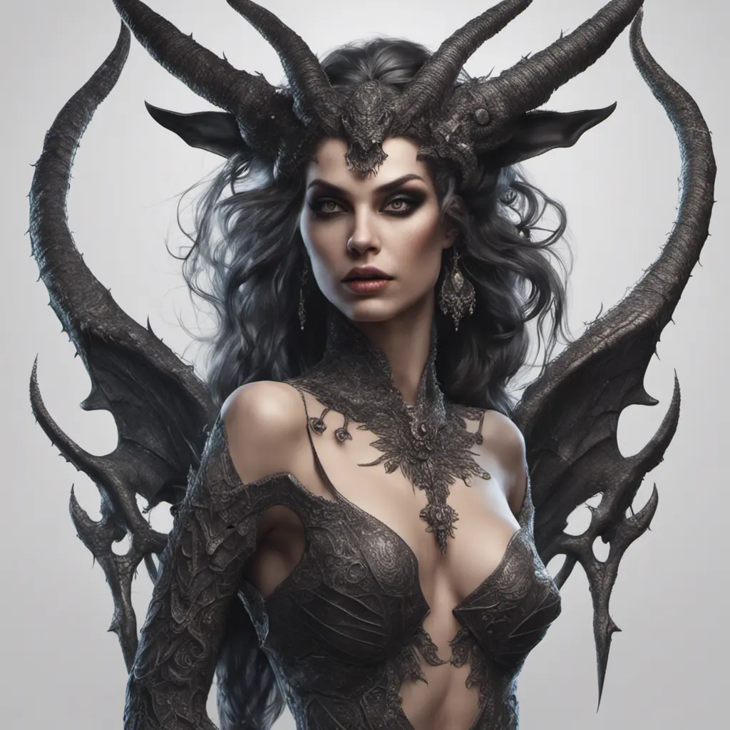 Alluring highly detailed matte portrait of a beautiful succubus in the style of Stefan Kostic, 8k, High Definition, Highly Detailed, Intricate, Half Body, Realistic, Sharp Focus, Fantasy, Elegant