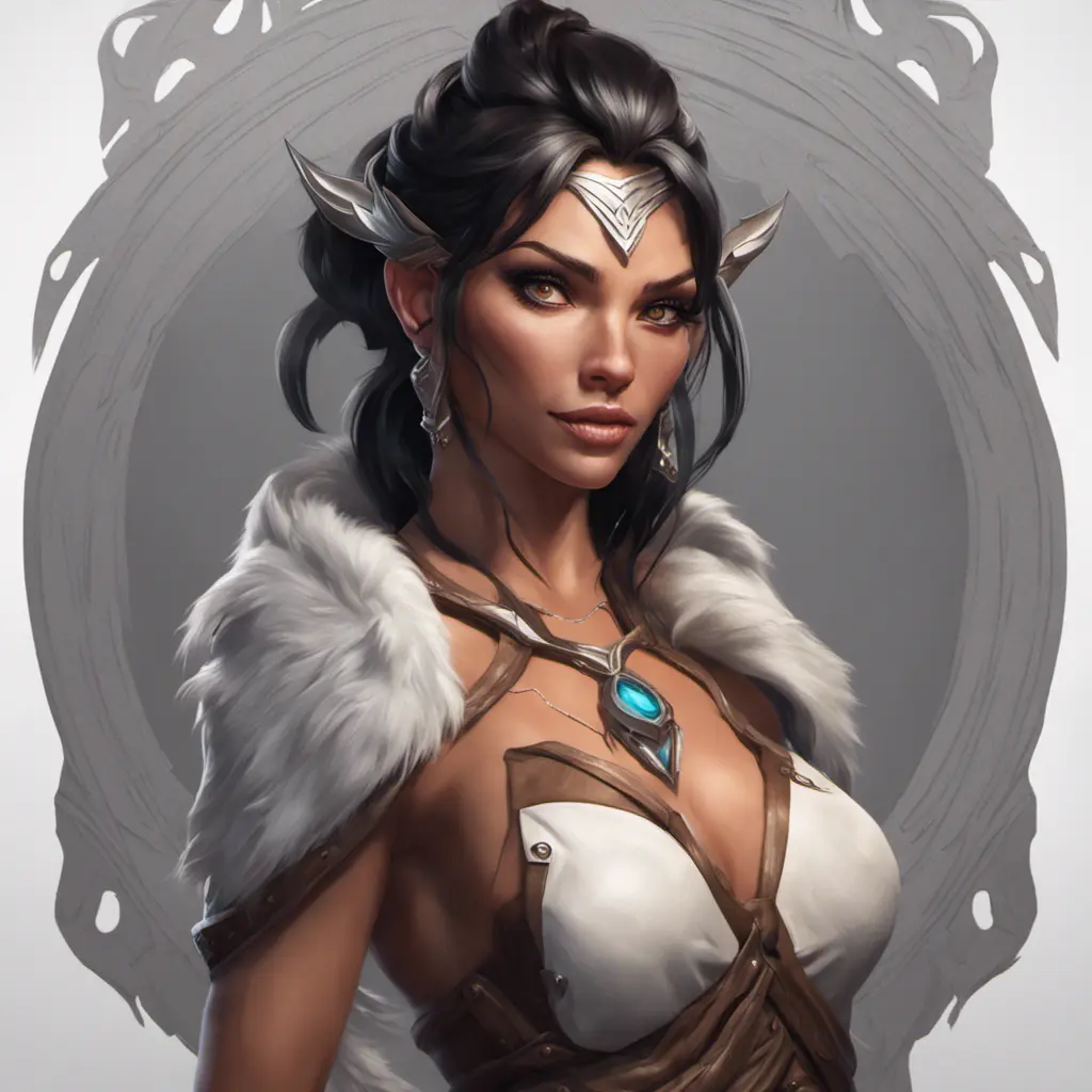 Alluring matte portrait of a beautiful Nidalee in the style of Stefan Kostic, 8k, Highly Detailed, Intricate, Half Body, Realistic, Sharp Focus, Volumetric Lighting, Fantasy, Elegant by Stanley Artgerm Lau, Greg Rutkowski