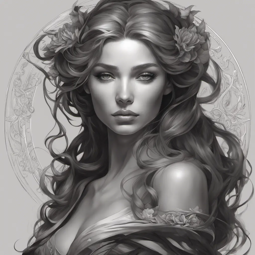 Alluring matte portrait of a beautiful A2 in black, 8k, Highly Detailed, Intricate, Half Body, Realistic, Sharp Focus, Volumetric Lighting, Fantasy, Elegant by Stanley Artgerm Lau, Alphonse Mucha, WLOP, Stefan Kostic