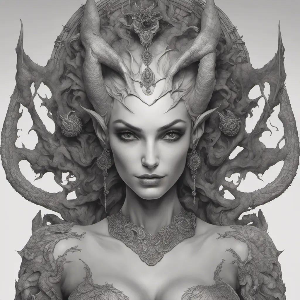 Alluring highly detailed matte portrait of a beautiful succubus in the style of Stefan Kostic, 8k, High Definition, Highly Detailed, Intricate, Half Body, Realistic, Sharp Focus, Fantasy, Elegant