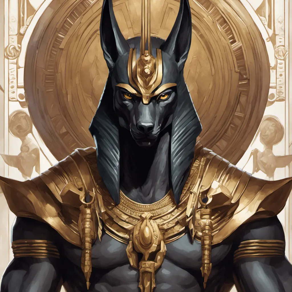 close up fierce looking egyptian god Anubis, 4k, Highly Detailed, Hyper Detailed, Powerful, Artstation, Vintage Illustration, Digital Painting, Sharp Focus, Smooth, Concept Art by Stanley Artgerm Lau, Alphonse Mucha, Greg Rutkowski