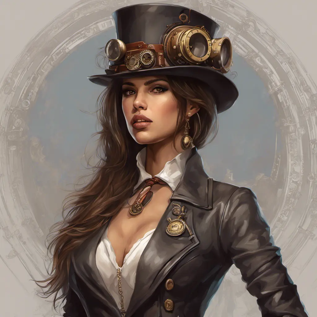 Steampunk portrait of Eiza González, Highly Detailed, Intricate, Artstation, Beautiful, Digital Painting, Sharp Focus, Concept Art, Elegant