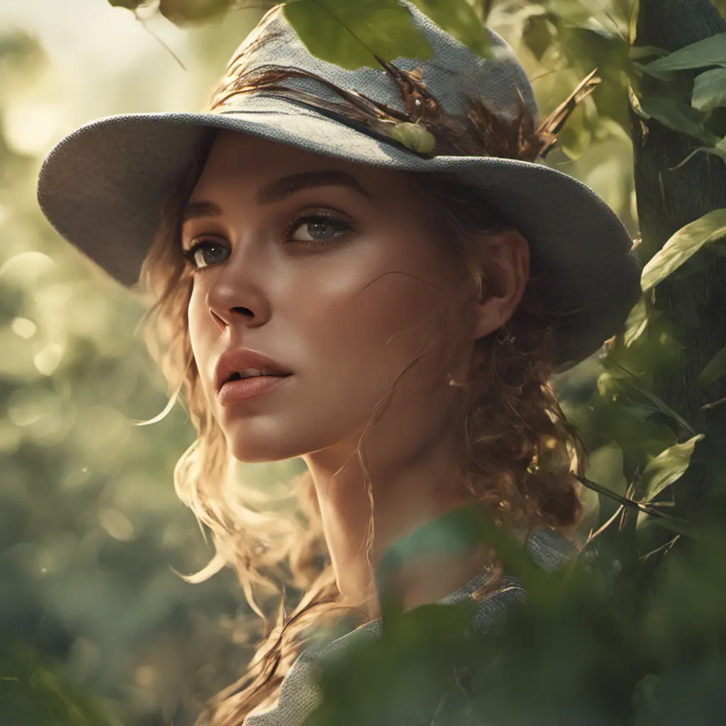 Closeup of a gorgeous female in foliage and the style of stefan kostic, 8k, High Definition, Digital Illustration, Bokeh effect, Photo Realistic, Sharp Focus by WLOP