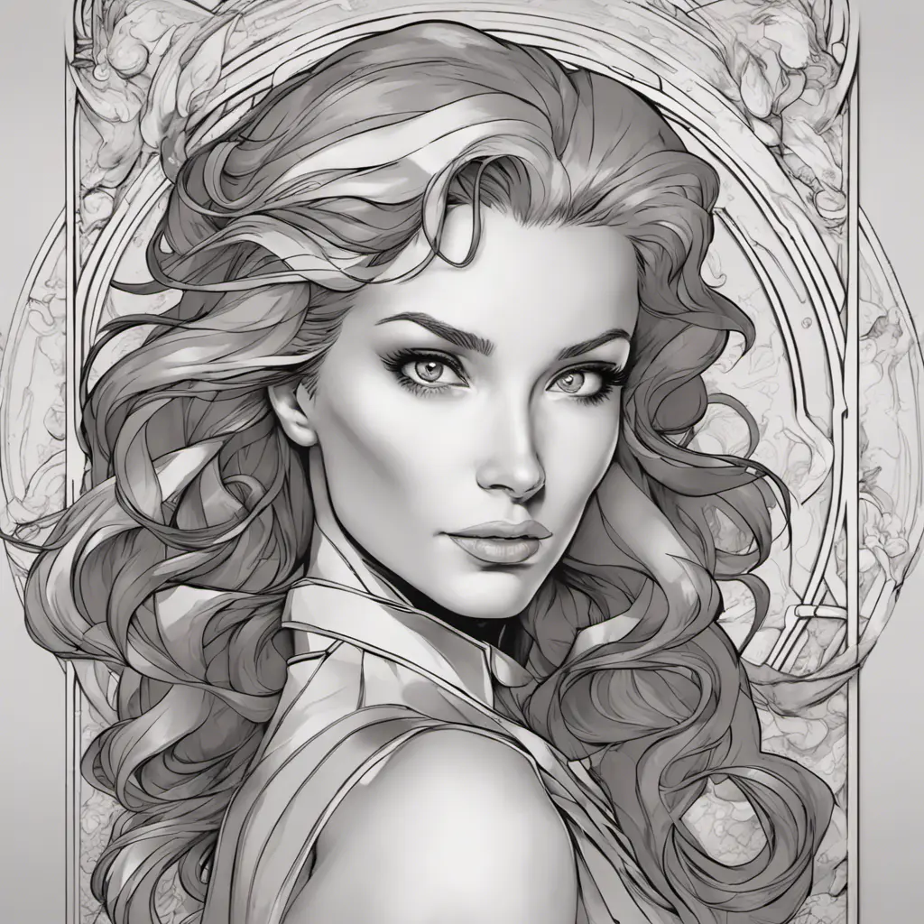 Alluring matte portrait of a beautiful Jean Grey from X-Men, 8k, Highly Detailed, Intricate, Half Body, Realistic, Sharp Focus, Volumetric Lighting, Fantasy, Elegant by Alphonse Mucha