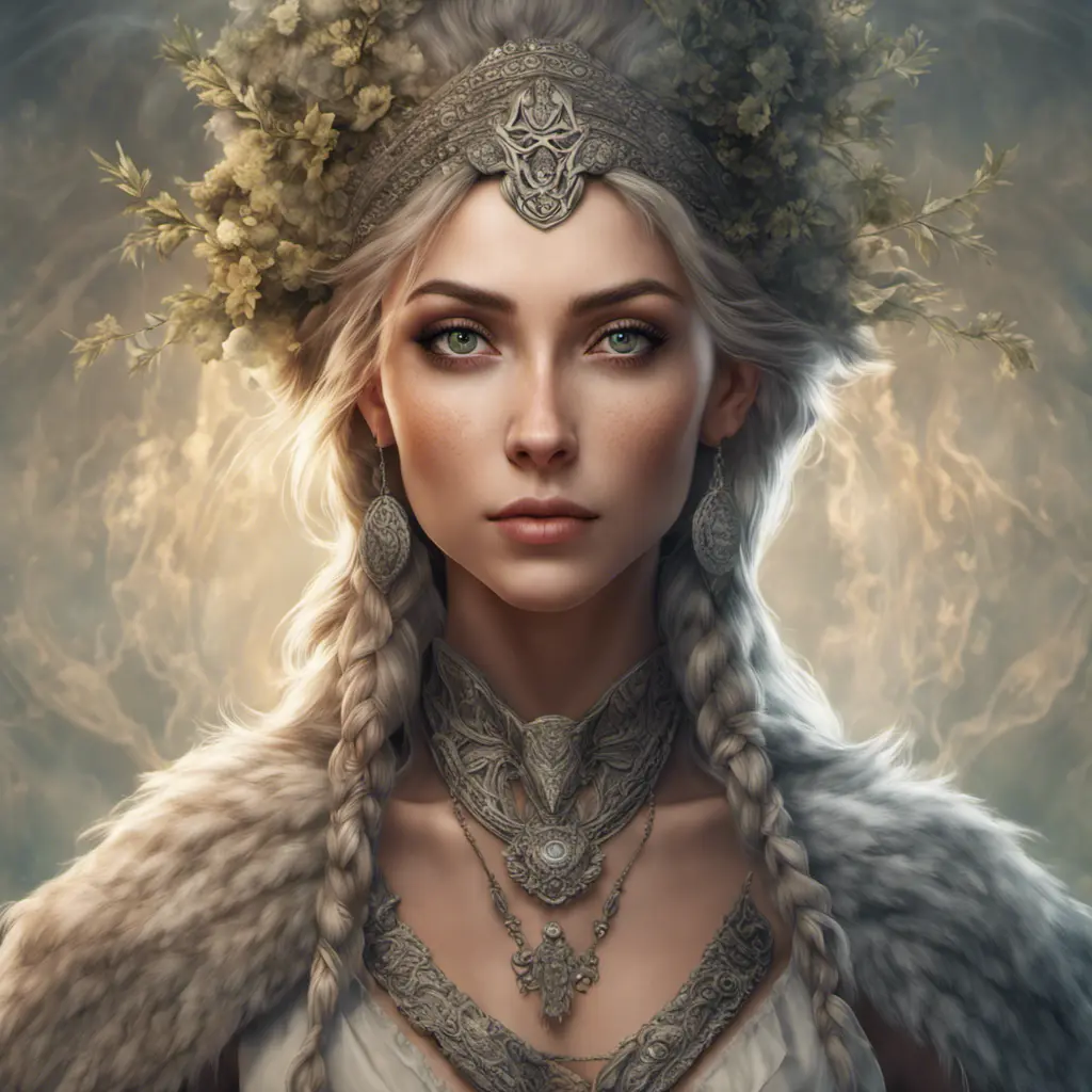 Alluring highly detailed matte portrait of beautiful female druid in the style of Stefan Kostic, 8k, High Definition, Highly Detailed, Intricate, Half Body, Realistic, Sharp Focus, Fantasy, Elegant