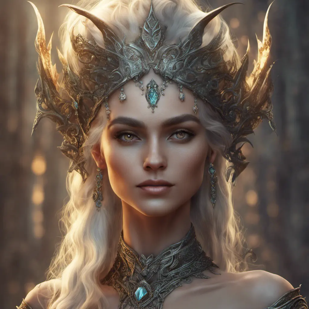 Alluring highly detailed matte portrait of a beautiful elf queen in the style of Stefan Kostic, 8k, High Definition, Highly Detailed, Intricate, Half Body, Realistic, Sharp Focus, Fantasy, Elegant