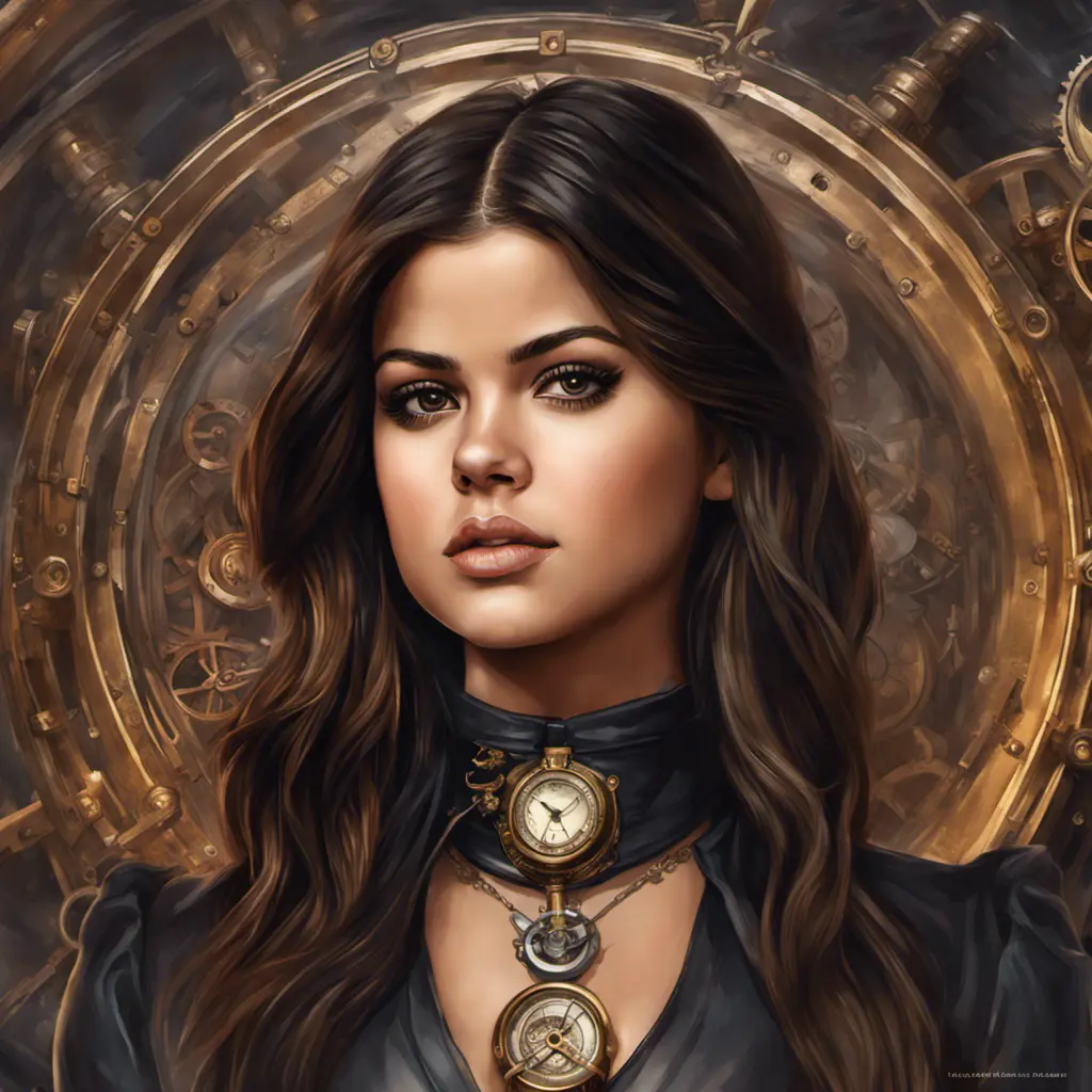 Steampunk portrait of Selena Gomez, Highly Detailed, Intricate, Artstation, Beautiful, Digital Painting, Sharp Focus, Concept Art, Elegant