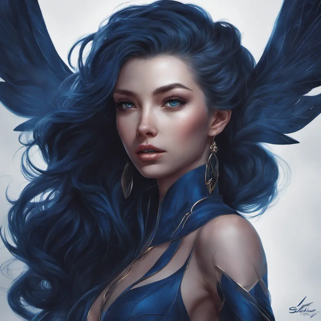 Alluring matte portrait of a fierce beautiful Lyx in dark blue, 8k, Highly Detailed, Intricate, Half Body, Realistic, Sharp Focus, Volumetric Lighting, Fantasy, Elegant by Stanley Artgerm Lau, WLOP, Stefan Kostic