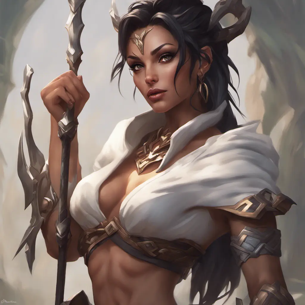 Alluring matte portrait of a beautiful Nidalee in the style of Stefan Kostic, 8k, Highly Detailed, Intricate, Half Body, Realistic, Sharp Focus, Volumetric Lighting, Fantasy, Elegant by Stanley Artgerm Lau, Greg Rutkowski