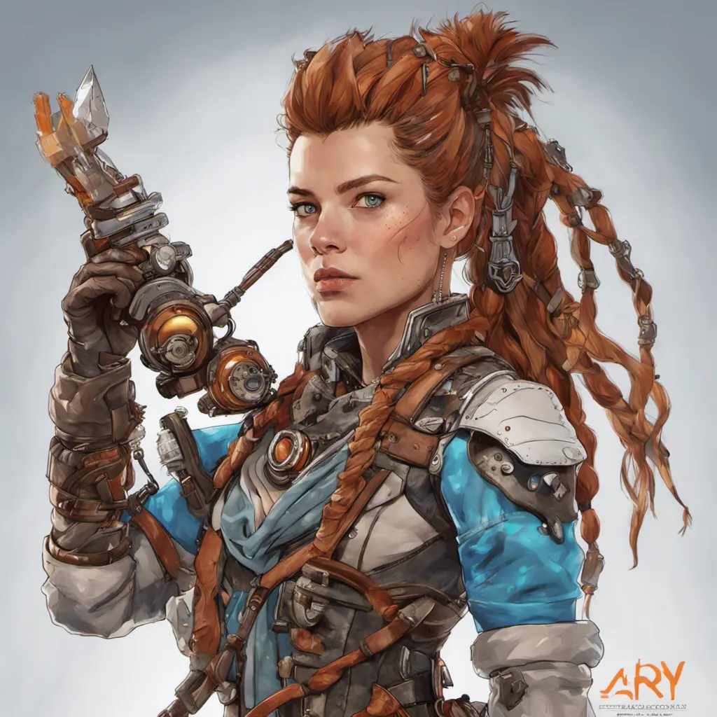 Steampunk portrait of Aloy from Horizon Zero Dawn, Highly Detailed, Intricate, Artstation, Beautiful, Digital Painting, Sharp Focus, Concept Art, Elegant